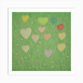 Hearts In The Grass Art Print