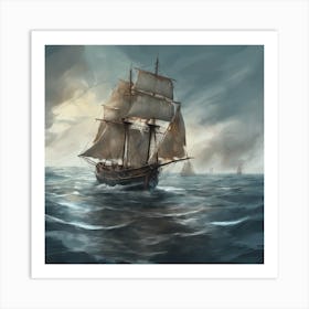 Sailing Ship In The Ocean 1 Art Print