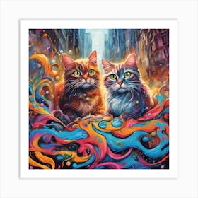 Two Cats In The City Art Print