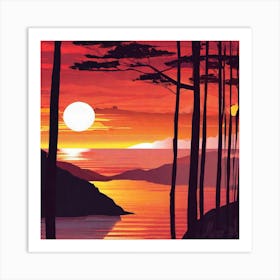 Sunset Over The Lake 13 Art Print