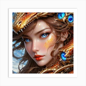 Dragon Girl With Blue Eyes tb Art Print