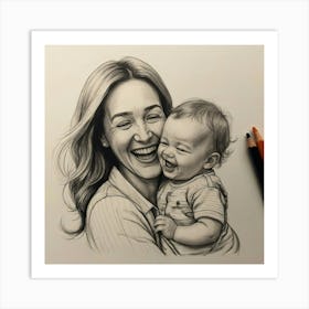 Portrait Of A Mother And Baby 1 Art Print