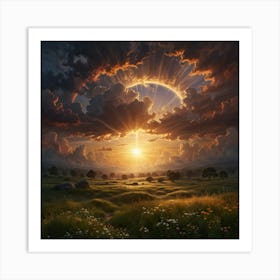 Sunset In The Meadow Art Print