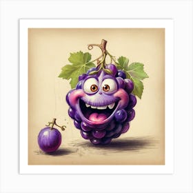 Cartoon Grapes Art Print