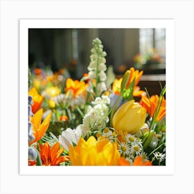 Spring Flowers In Church Art Print