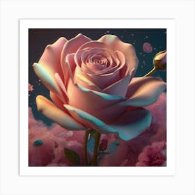 Pink Rose 3d Art Print