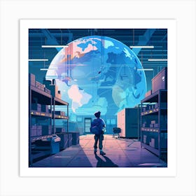 Man In A Warehouse 5 Art Print