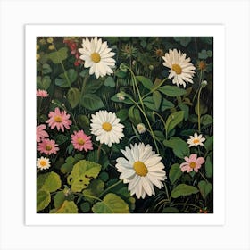 Daisies In The Garden 1 Art Print