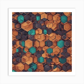 3d Hexagon Background Art Print