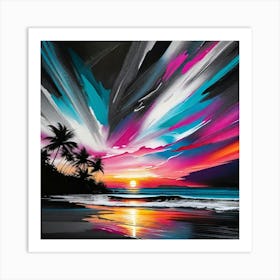 Sunset At The Beach 44 Art Print