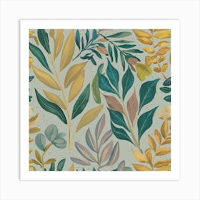 Watercolor Leaves Art Print