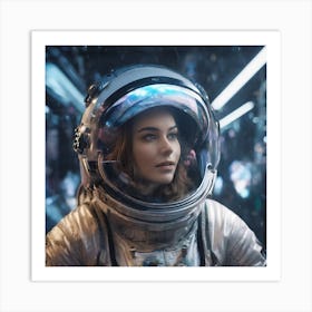 Space Girl In Spacesuit Art Print