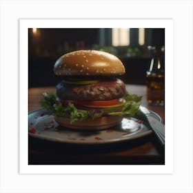 Burger On A Plate 125 Art Print