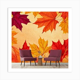 Autumn Leaves Wallpaper Mural Art Print