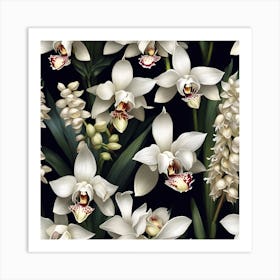 White Orchid Flowers Art Print