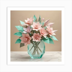 Paper Flowers In A Vase Art Print