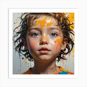 Child With Paint Splatters 1 Art Print