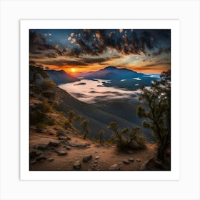 Sunrise Over The Mountains 1 Art Print