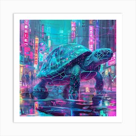 Neon Turtle Art Print