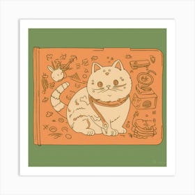 Cat On A Book Art Print