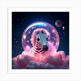 Firefly Bioluminescent, Cute, Tiny, Miniature, Sleeping, Baby Zebra, Moonlight, Adorable, Big Eyes, Art Print