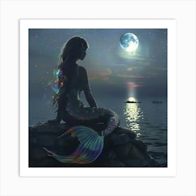 Stockcake Moonlit Mermaid Vigil 1718939418 Art Print