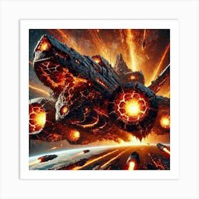 A Colossal Inferno Class Battlecruiser New Art Print