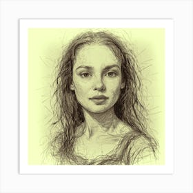 Portrait Of A Young Woman "Scribbles" Art Print