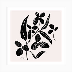 Abstract Floral White Square Art Print