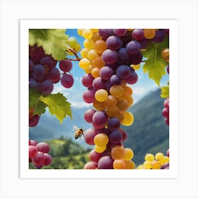 Honey Bee Love Grapes 1 Art Print