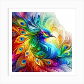 Colorful Peacock Head - Wild Bird Artwork 168 Art Print