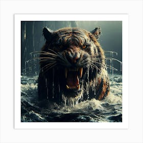 Tiger In The Water Art Print