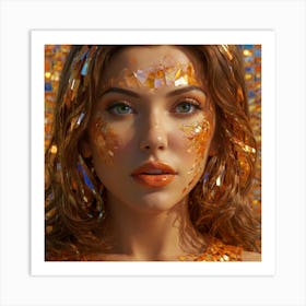 Girl With Orange Makeup Art Print
