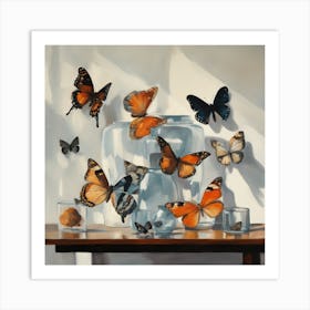 Butterflies In A Vase 1 Art Print