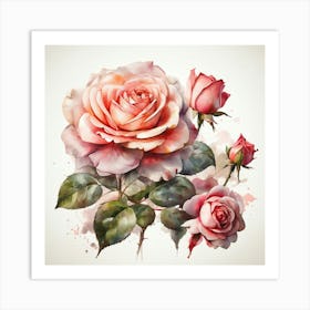 Watercolor Roses Art Print