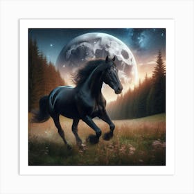 Horse in the moon Art Print