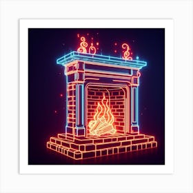 Neon Fireplace 2 Art Print