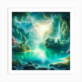 Waterfall In The Forest 80 Art Print