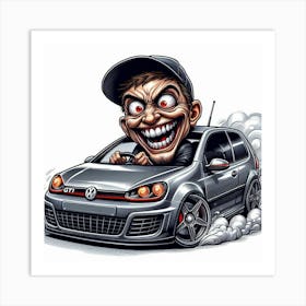 Caricature Car Art Print