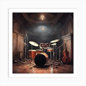 Drum Kit In A Room Art Print