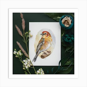 Finch Watercolor Painting Art Print