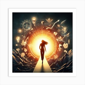 Woman Walking Through A Portal 1 Art Print