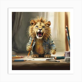 Lion Drawing 9 Art Print