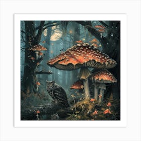 Owl In The Forest Art Print