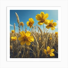 Yellow Flowers In A Field 52 Art Print