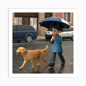 A 3d Render Of A Rainy Day Scene A Kid I 6hlt Fxistyh87n Dxnnug Ogo5sjcotb Qkujp1u76sa Art Print