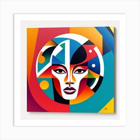 Retro Cubism Face 1 Art Print