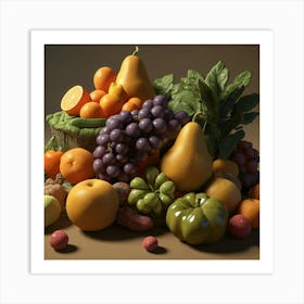 Fruit Basket 3d Model Art Print