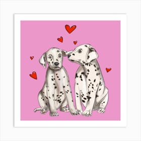 Dalmatian Puppies love Art Print