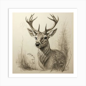 Deer Drawing 37 Art Print